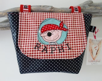 waterproof handlebar bag with flap pirate with desired name