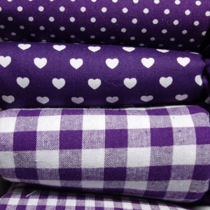 purple cotton fabric stripes dots hearts check uni stars image 2