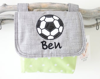 waterproof handlebar bag with flap football with desired name