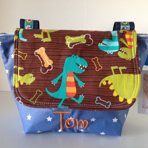 Lenkertasche mit Klappe Dinosaurier inkl. Wunschname Bild 1