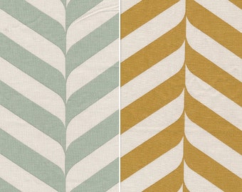 Au Maison Henri Verte cotton pastel green or mustard yellow, stripes with waves