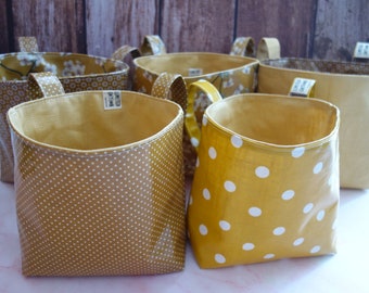 Handlebar bag coated cotton waterproof in mustard yellow different patterns to choose from