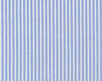 AU MAISON Wachstuch Stripe French Blue, blaue schmale Streifen, beschichtete Baumwolle