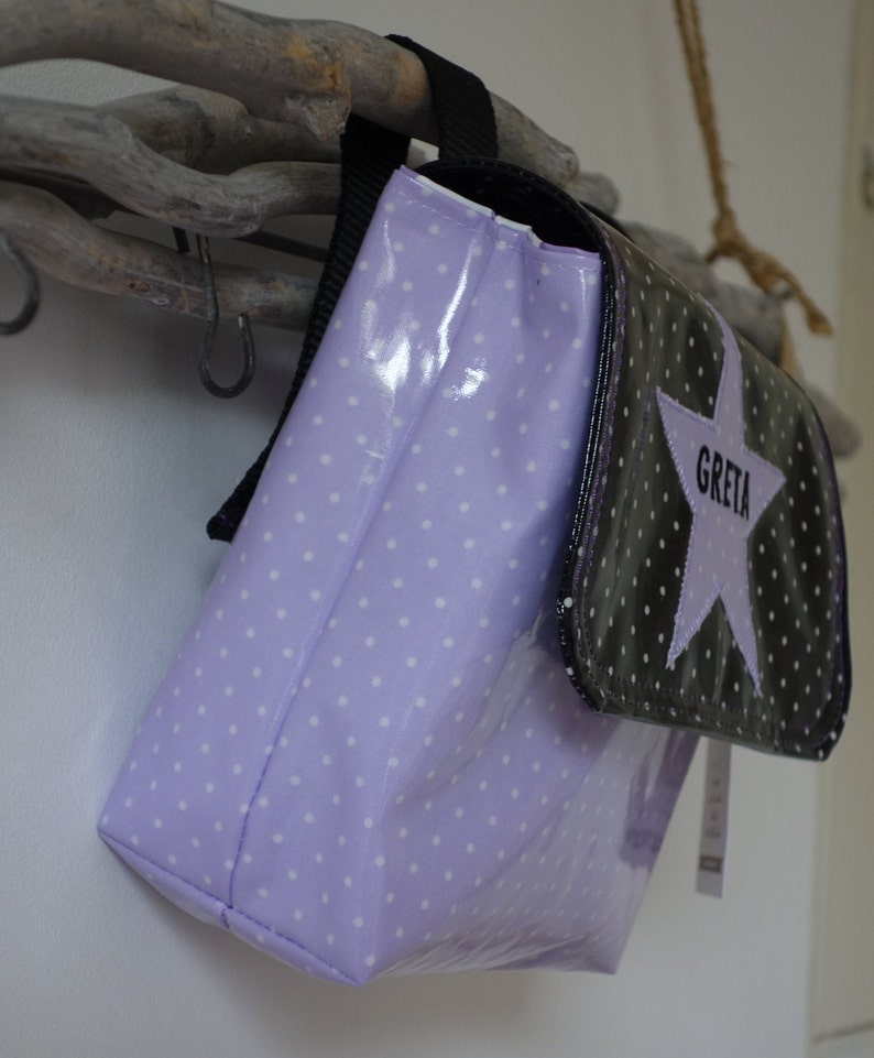 waterproof handlebar bag flap name star purple image 2