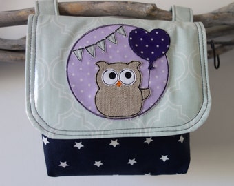 Handlebar bag bicycle bag owl with desired name