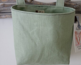 Handlebar bag coated linen waterproof plain pistachio pastel green, various colors to choose from