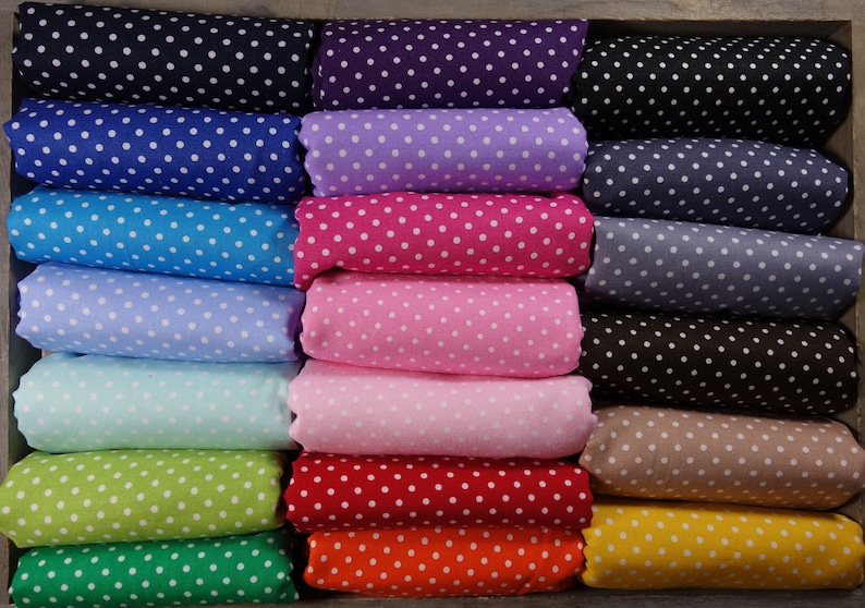 Cotton fabric dotted dots dots, wide range of colors image 1