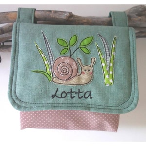 Lenkertasche Fahrradtasche Schnecke altrosa salbeigrün mit Wunschname