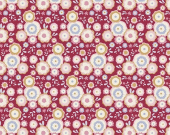 1m Tilda Cotton Fabric Candyflowers Limited Edition Candy Bloom Red Floral Fabric