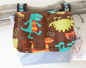 Lenkertasche mit Klappe Dinosaurier auf Wunsch mit Namensbestickung