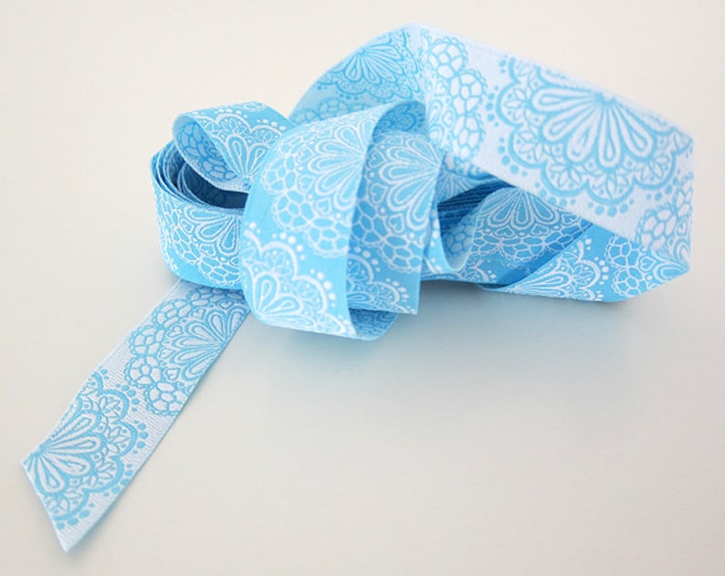 5 m Webband lace work light blue white image 1