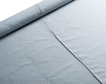 Organic cotton/hemp fabric by the yard, yarn dyed poplin sea blue, eco friendly lightweight textile for sewing, 144cm / 56" wide, 3.1ozs