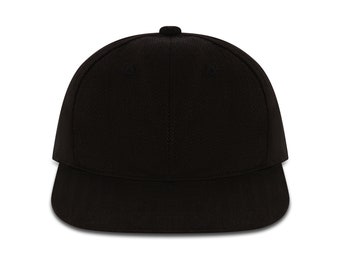 Hemp Snap Back Cap made from our black twill sustainable hemp fabric with a brown leather back strap | exclusive