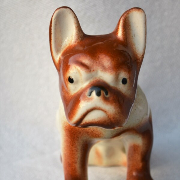 Vintage French Bulldog Figurine, Frenchie, Vintage Dog Figurine, Boston Terrier Figurine, Porcelain Dog Figurine, Doggone Cute Dog, Epsteam