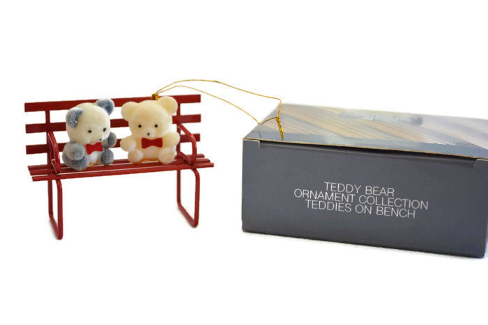 Avon Teddy Bear Ornament Collection Teddies on a Bench Etsy