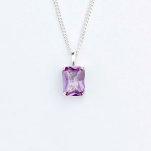 Alexandrite Necklace Silver UK - Lab Grown  8 x6mm Rectangle Alexandrite Pendant Silver - June Birthstone  Alexandrite Jewellery Jewelry UK