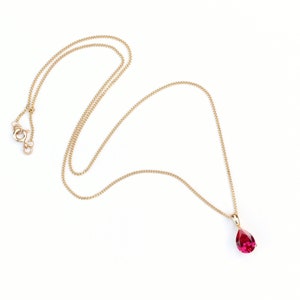 9ct Yell Gold Lab Grown 10 x 7mm Ruby Teardrop Pendant Necklace Ruby 15th 40th Anniversary Jewellery Jewelry Gift Ruby July Birthstone image 6