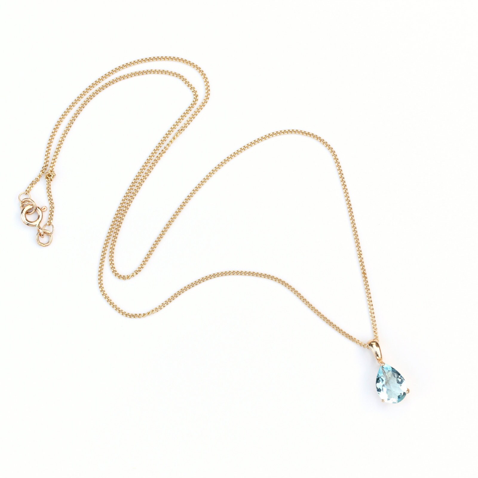 Teardrop Sky Blue Topaz Necklace Gold - 9ct Yellow Gold
