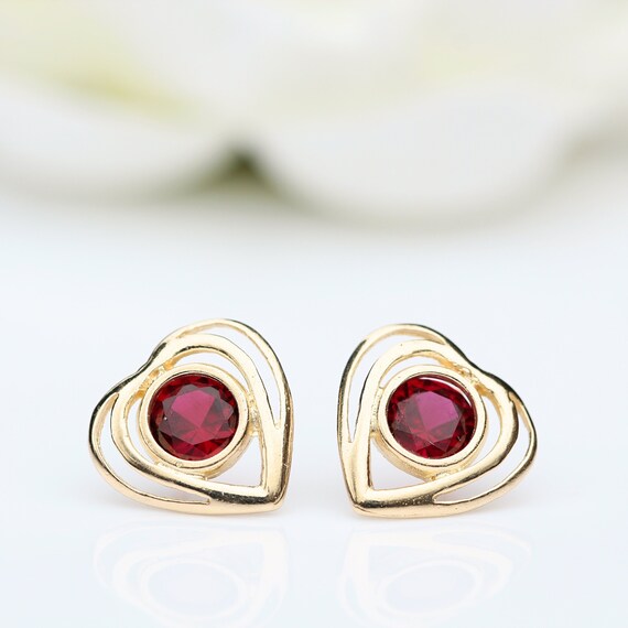 9ct gold ruby best sale earrings