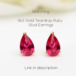 9ct Yell Gold Lab Grown 10 x 7mm Ruby Teardrop Pendant Necklace Ruby 15th 40th Anniversary Jewellery Jewelry Gift Ruby July Birthstone image 8