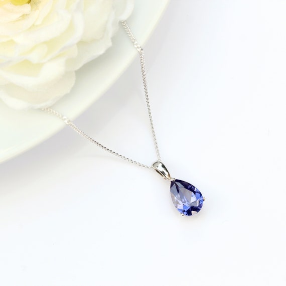 Tanzanite teardrop necklace discount