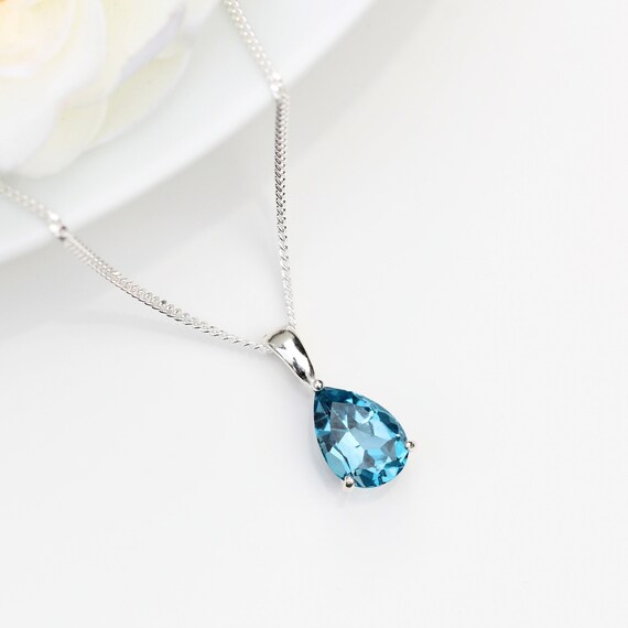 Buy Blue Topaz Necklace, London Blue Topaz, Mother's Day Gift, Blue Pendant,  December Birthstone Jewelry, Modern Jewelry 3460 Online in India - Etsy