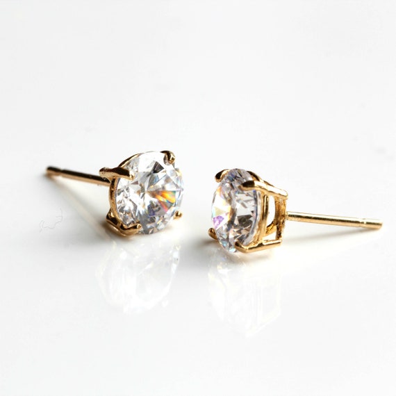 9ct yellow gold cubic zirconia stud earrings deals