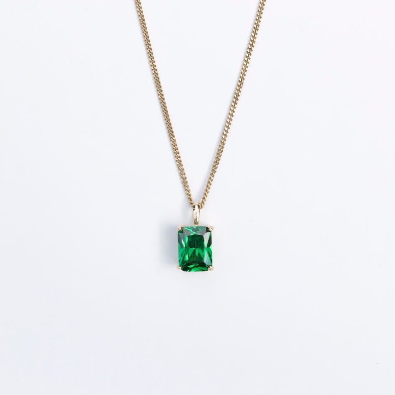 Emerald Necklace UK 9ct Gold 8x6mm Rectangle Lab Grown Etsy