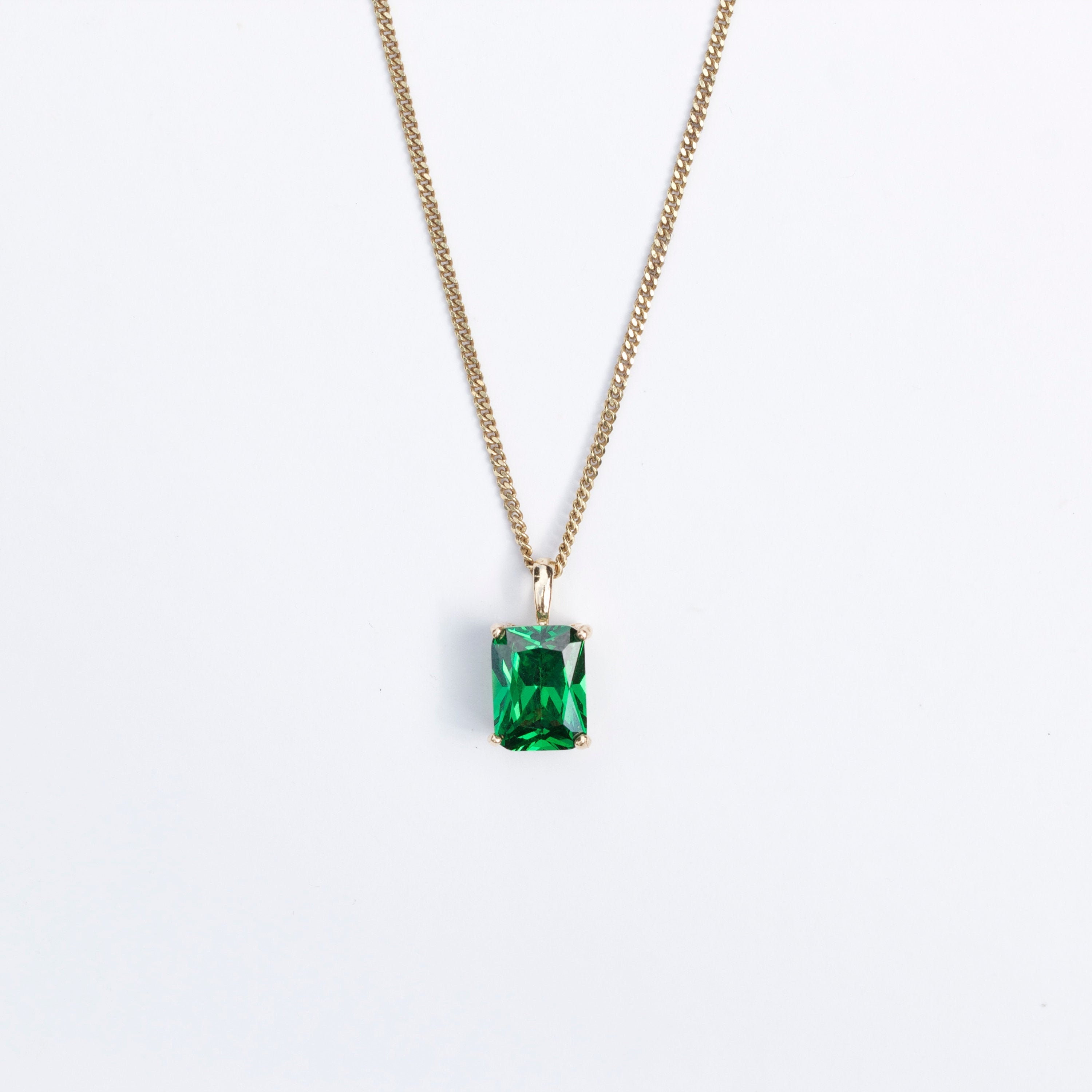 Emerald Necklace UK 9ct Gold 8x6mm Rectangle Lab Grown Etsy