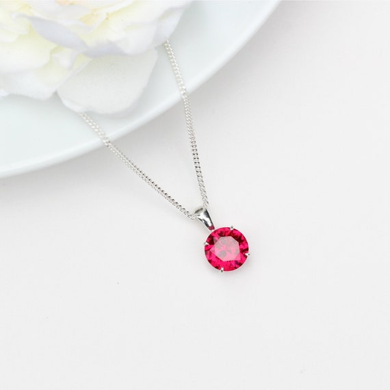 Salvatore Plata Necklace - Genuine in 925% Silver Rose Gold with Synthetic  Ruby Pendant - 0