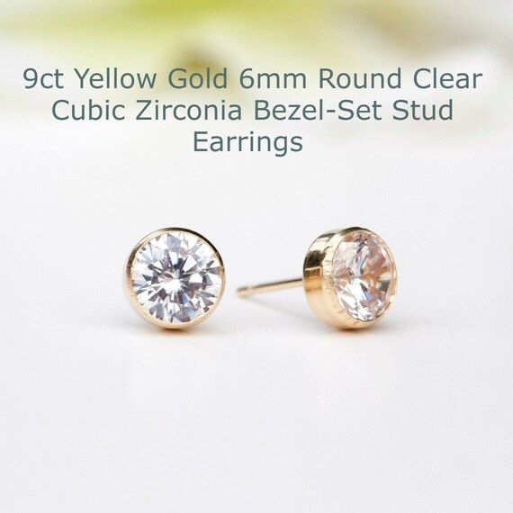 Cz stud earrings yellow gold outlet