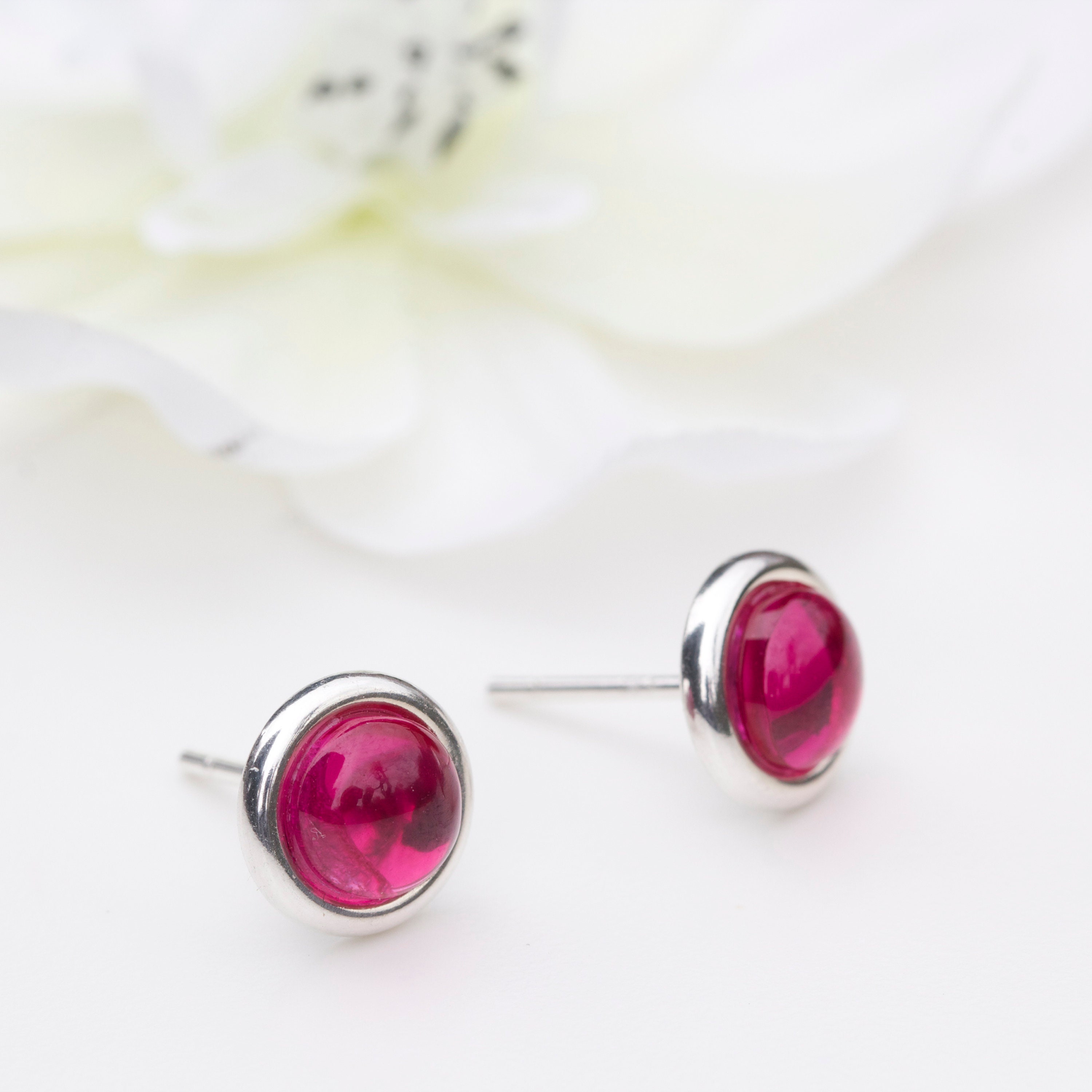 Sterling Silver Ruby Earrings July birthstone Natural 6mm Studs Red Ruby