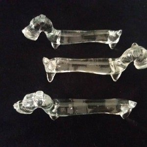 Vintage French Set of 3 Knife Rests Glass Dogs Knife Rests French Knife Rests Animal Knife Rests