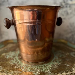 Cubo de champán de cobre, enfriador de botellas de vino vintage francés, cubo de hielo, enfriador de vino de bar francés, cubo de hielo de cobre, restaurante francés, brocante