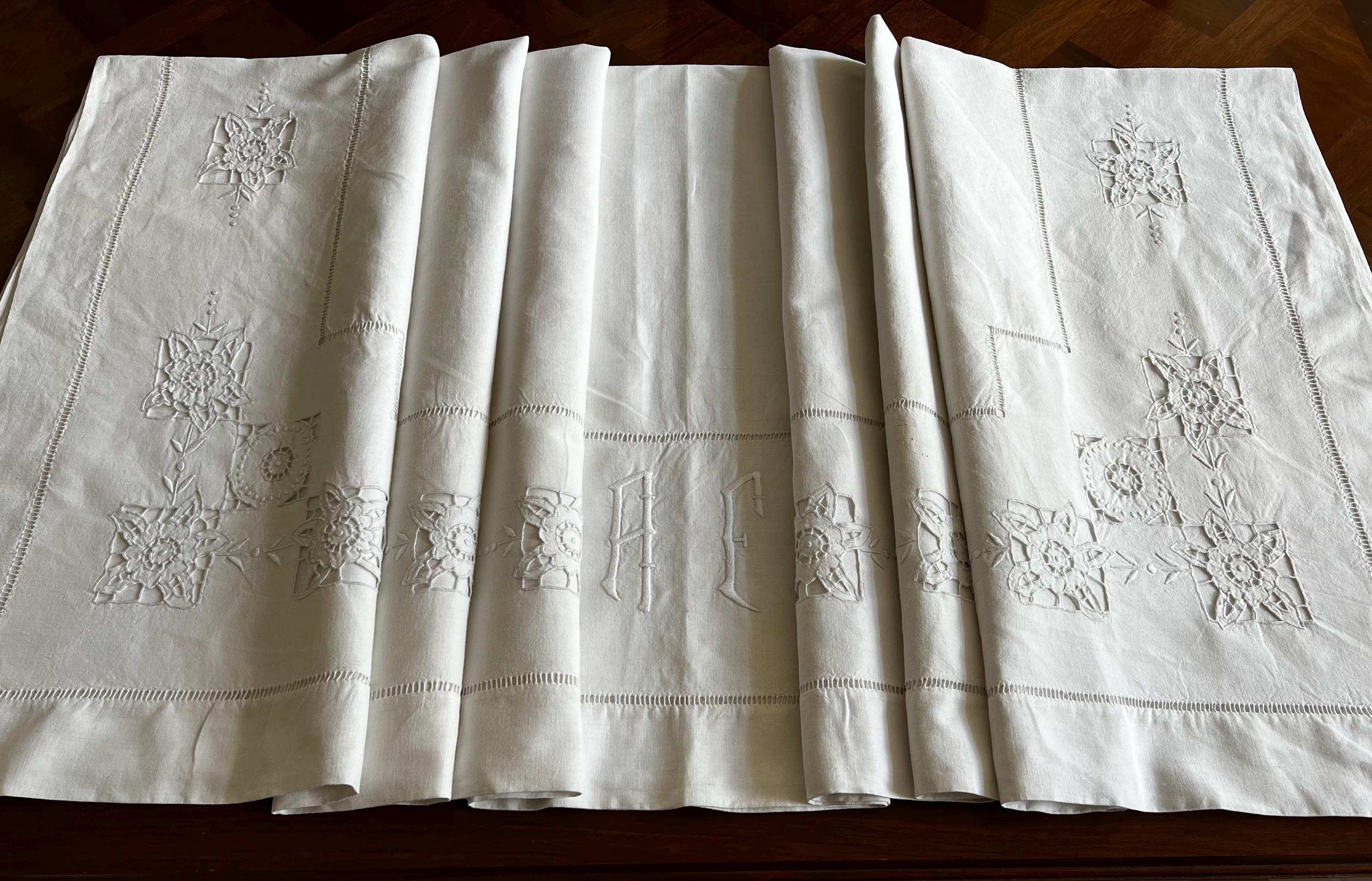 Antique Monogram Linen Sheet - Etsy