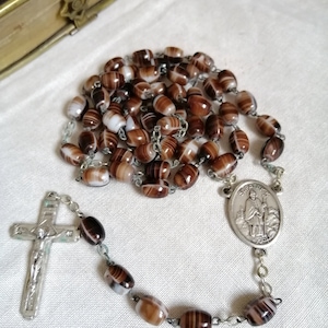 Vintage Rosary St Patrick Medal Prayer Beads 21&quot; Rosary Religious Jewellery Jesus Christ Cross Catholic