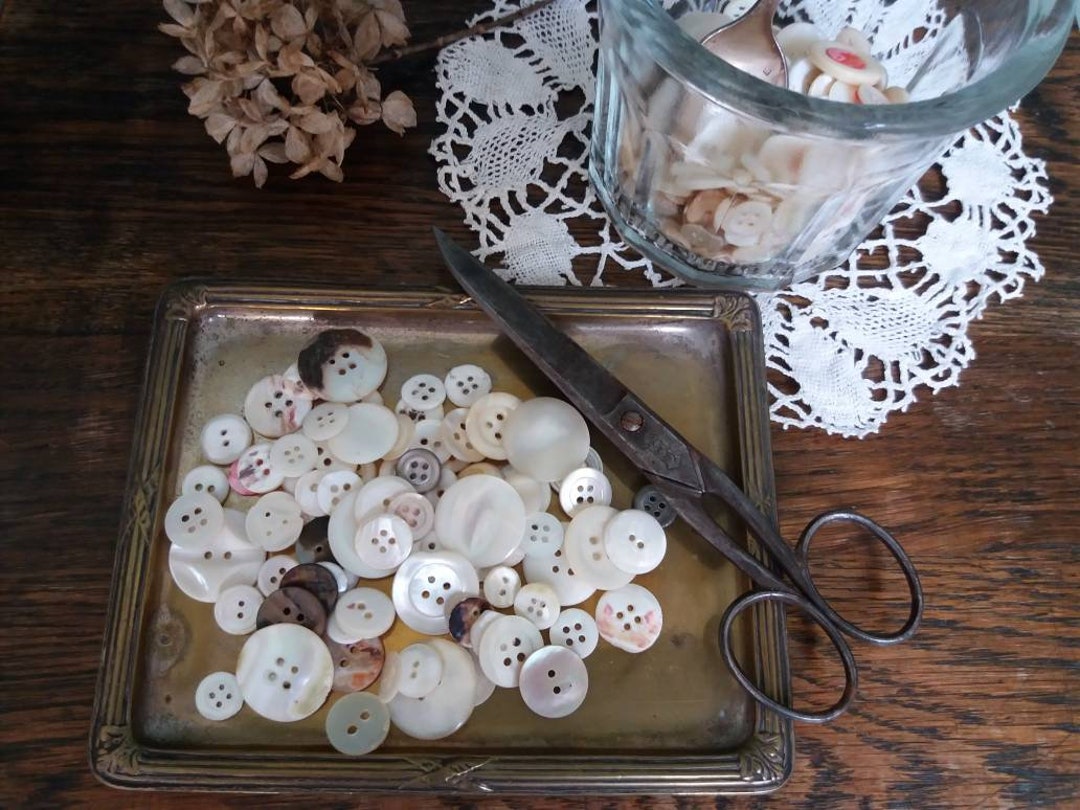 Pear Buttons Antique French Mother of Pear Buttons 100 Buttons Vintage French ...