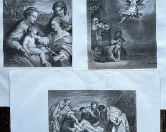 Antique Etching French Copper Plate Engraving Antique Religious Book Illustrations Paris Price for One