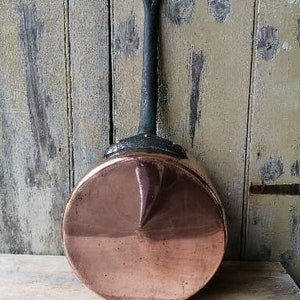 French Copper Pan Antique Copper Large Saucepan Stamped Copper Pan Tin Lined Vintage French Kitchen Food Photo Props Authentic French Kitche