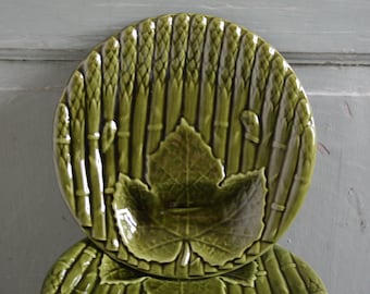 Antique French Majolica Asparagus Serving Plate Niderviller 10&quot; Asparagus plate French Faience Tin Glazed Earthenware Rare find!