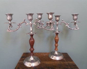 French Vintage Candelabras Two Silver Plated Candelabras Ornated Candle Stick Holders Dining Table Decor French Bourgeois Home Decor