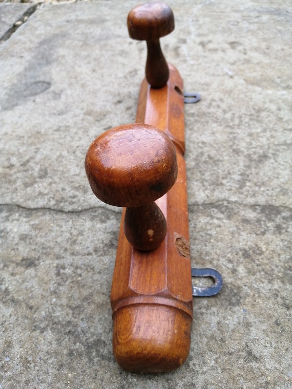 Antique Coat Hanger Wooden Coat Rack Art Deco French Two Pegs Etsy