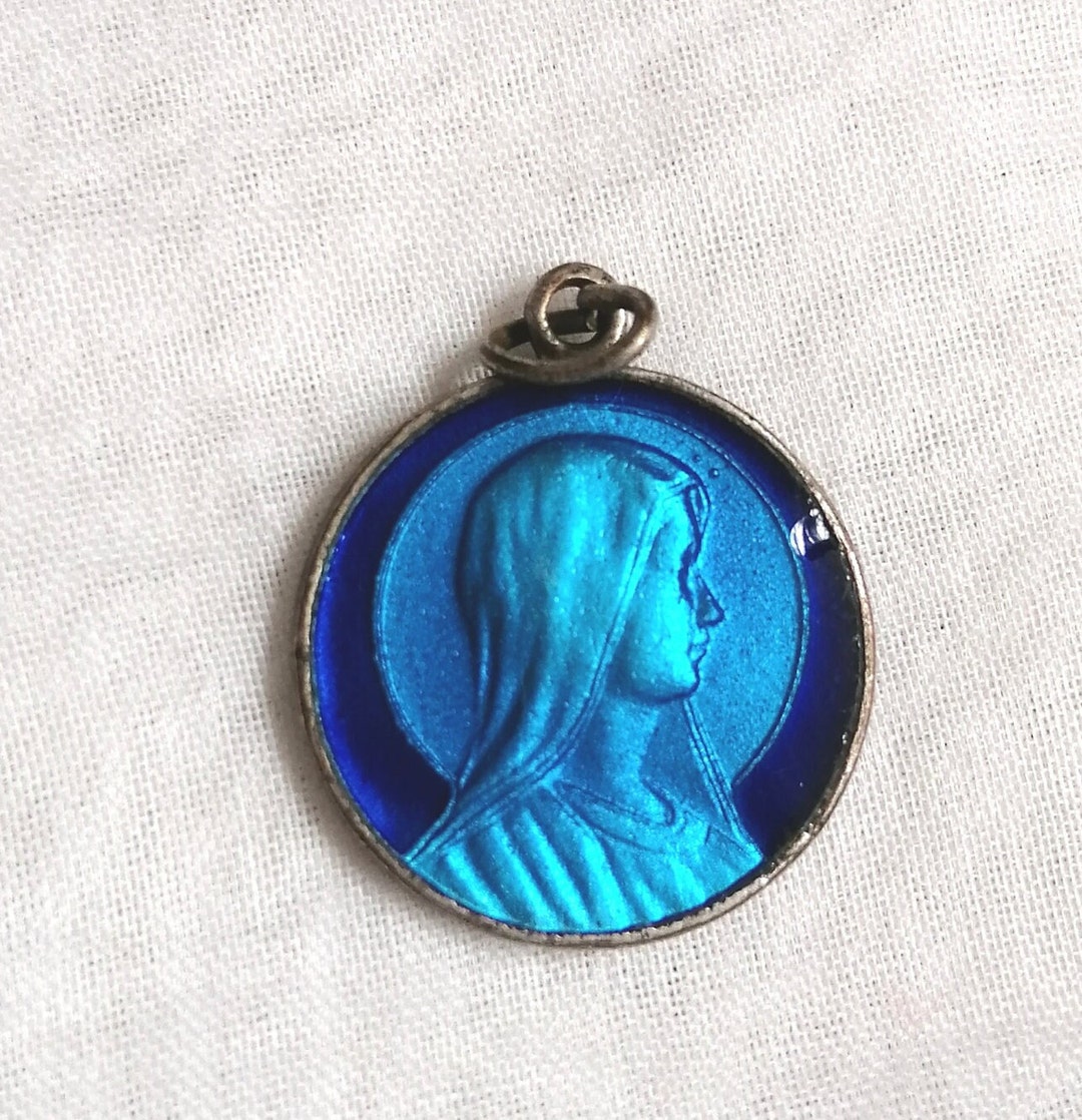 Antique French Religious Enamel Pendant Catholic Vintage Charm Etsy
