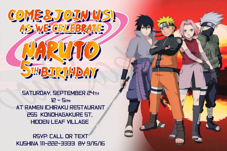naruto birthday party invite naruto diy invite printable etsy uk