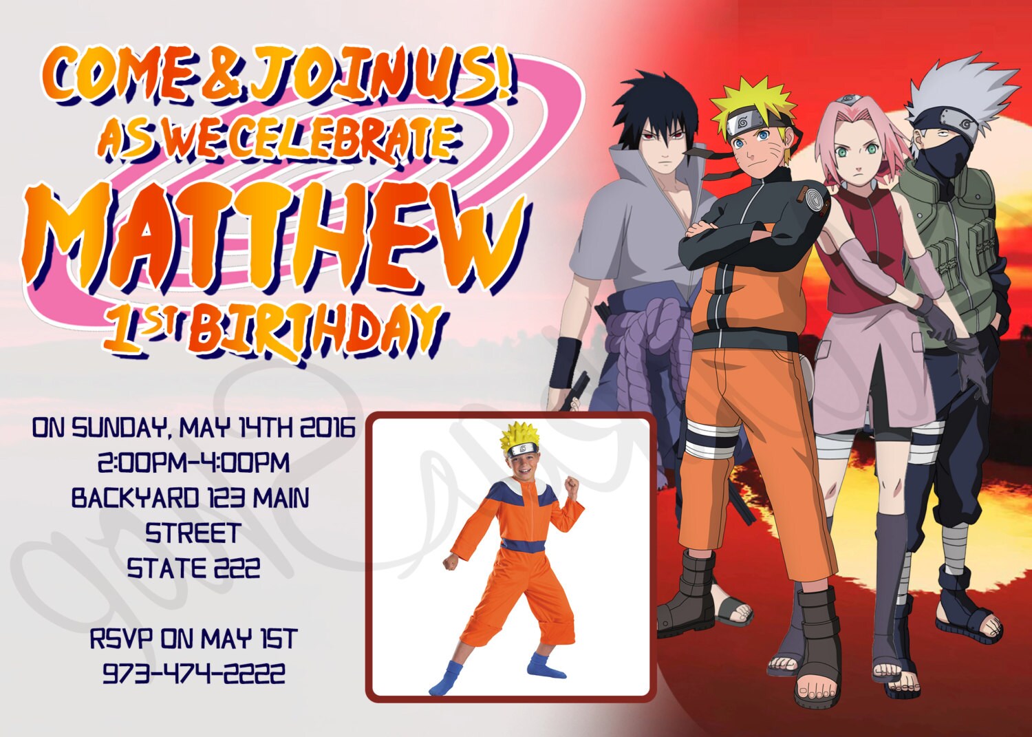 Invitation Fete Danniversaire De Naruto Naruto Bricolage Etsy France