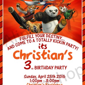Kung Fu Panda Invitation Invitation Danniversaire De Kung Etsy France