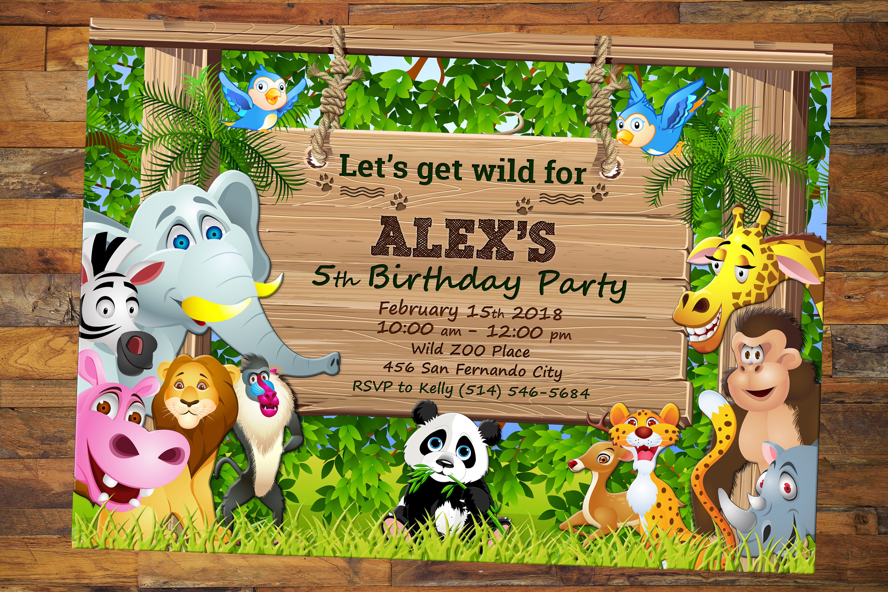 Zoo Birthday Invitationjungle Birthday Invitation Animal Etsy