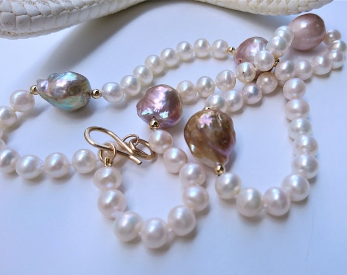 Pearl Necklace. Freshwater Pearl Necklace. Chinese Peach - Etsy