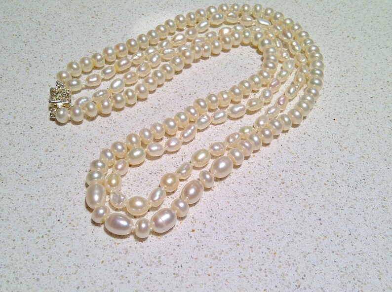 Real Pearls. Double Strand Pearl Necklace. Cream Pearls. Necklace ...