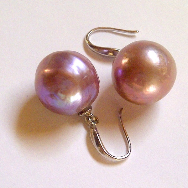 Real Pearl. Pearl earrings. Huge pearl earrings. Real pearl earrings. Burgundy/wine Chinese Kasumi Edison freshwater pearls.   #1